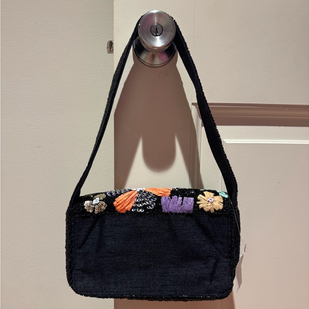 NWT BCBGeneration Beaded Floral Shoulder Bag - Picture 2 of 3